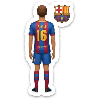 cowo pakai costum barcelona nomor punggung 16 nama irvina gaya menghadap belakang sticker
