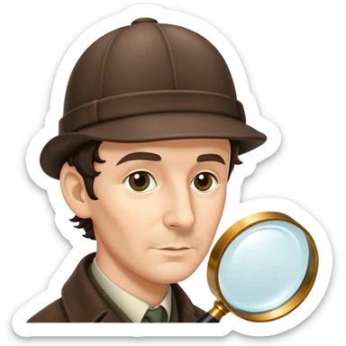 sherlock holmes with magnifying glass and deerstalker hat sticker