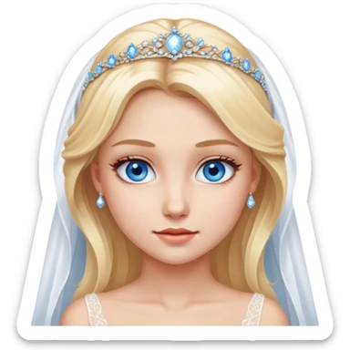 Beautiful finish blonde girl with wedding dress with blue eyes sticker