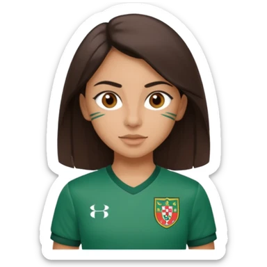 morena, cabelo liso, olhos castanho, nariz pequeno e blusa do sporting clube de portugal  sticker