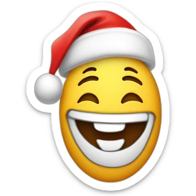 Laughing emoji with a santa hat sticker