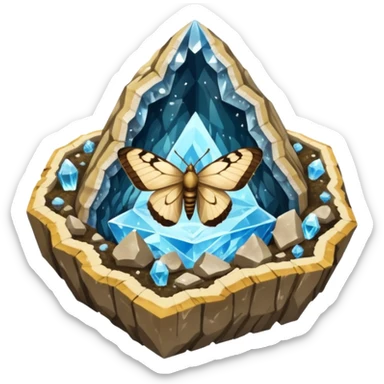 crystal geode split open with moth swarm inside sticker