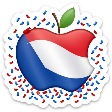 French flag with celebration confetti, apple style emoji sticker