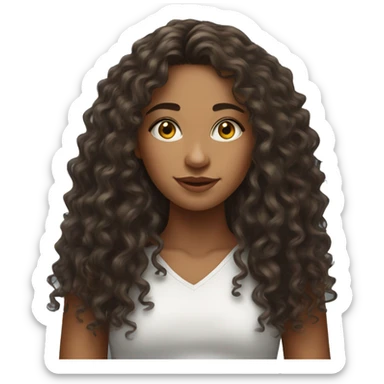 Realistic Brazilian young pretty women with a long curly hair  sticker