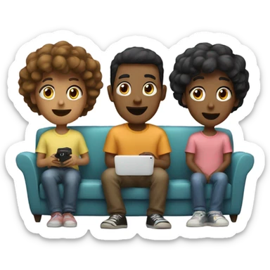 3 friends watching tv sticker