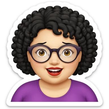 short fat lady with glasses ,crooked teeth and crazy curly black hair sticker