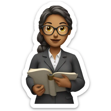 Teacher woman with a book and a pointer  sticker