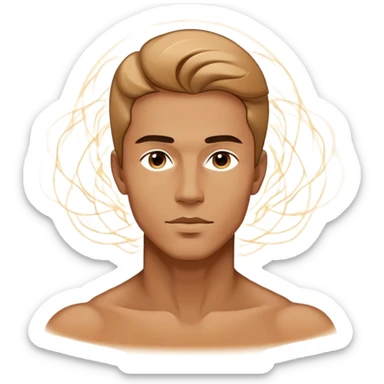 Abstract male outline with floating ethereal energy surrounding and flowing through the silhouette, stylish masculine essence sticker