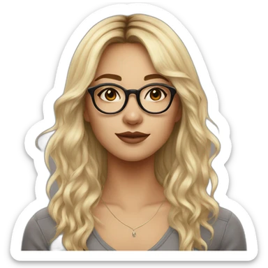 Young caucasian brunette woman with glasses and septum piercing with bangs and blonde dip dye sticker