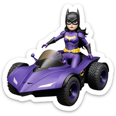 I:10 scale racing sexy fitted Batgirl’s buxom attractively armored midnight-colored tight outfit tv series style dark knight stealthy accurate sporty safe plush deluxe off-road pursuit drifting F1 town car (black hair, shoulders back against seat) rally vehicle  sticker