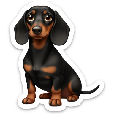 Very fat black and brown dachshund sticker