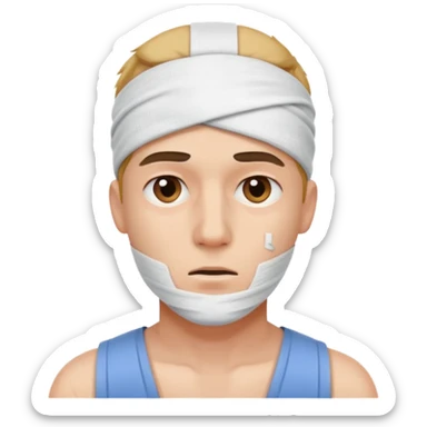 injured man with a bandage sticker