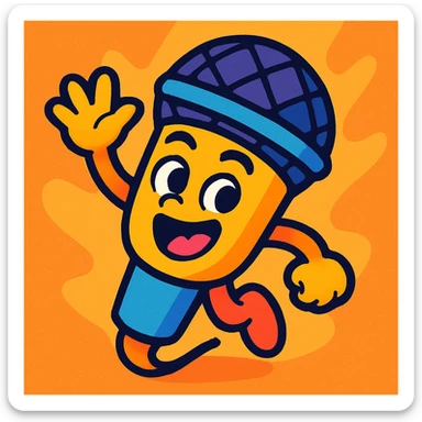 custom microphone emoji, vibrant colors, dynamic pose, fun expression sticker