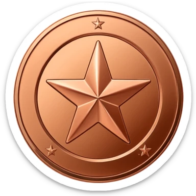 A shiny, metallic coin in Copper's signature brand color. In the center, you could have a simple star, a checkmark, or a "W" for "Win." sticker