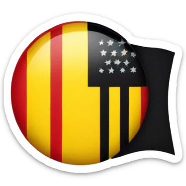 Flag with vertical split top half black bottom half red with yellow circle in the middle  sticker