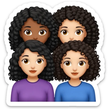 2 girl best friends. One who is African american with black hair and dark brown eyes. one who is white with curly dark brown hair and dark brown eyes. sticker