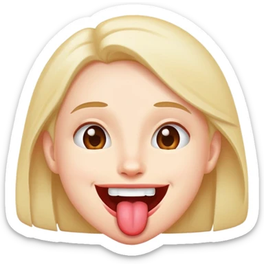 Someone joking themselves with tounge out sticker