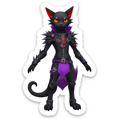 cool edgy black punk red Purple ethereal fantasy nargacuga-bat-cat-Fakemon spiked collar harness full body sticker