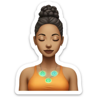 Light skin woman with 7 chakra symbols meditation  sticker