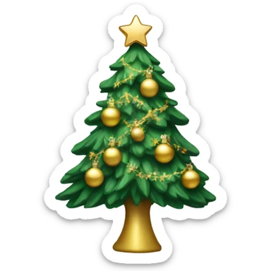 Christmas tree with snow and gold decorations  sticker