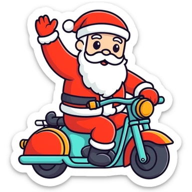 Santa riding a motorcycle sticker