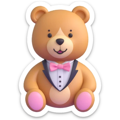teddy bear with light pink bow tie sticker