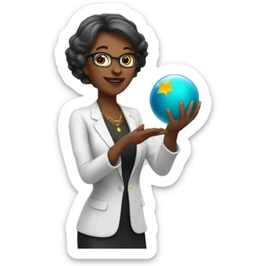Women teacher with magic ball in her hand sticker