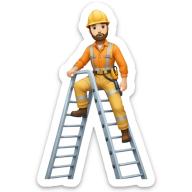 steeplejack man light skin with a beard on a ladder up  a spire sticker