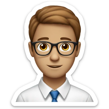 Chesnut straight hair, blue eyes,  Jewish Israeli boy with glasses that is studious sticker