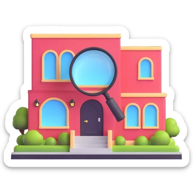 magnifying glass over a beauty salon building sticker