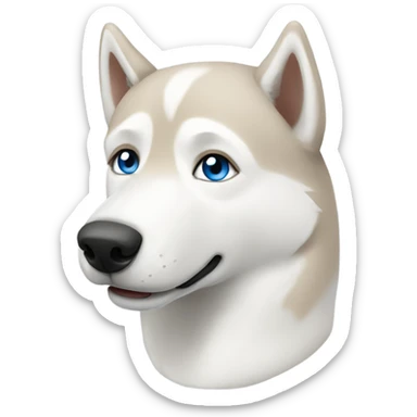 White husky with light brown nose and blue eyes sticker
