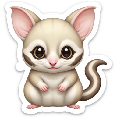 Fat and cute Japanese sugar glider  white. A mom anda a baby one very fat and cute. Snow white colour very white sticker