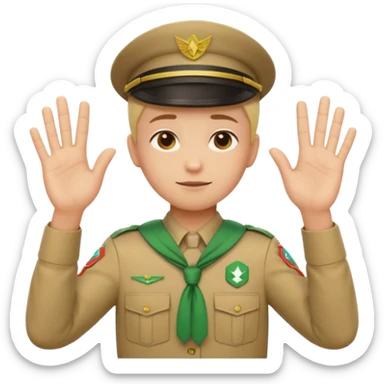 “Emoji-style person in a scout uniform making a balancing gesture with both hands. One hand holds a red cross (not allowed), the other a green checkmark (allowed). Thoughtful expression, simple clean emoji design, centered, transparent background.” sticker