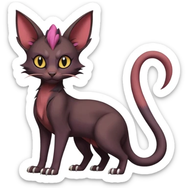 Black edgy Noivern-Noibat-Purloin-Torracat-Sphynx-Lykoi-Caracal-cat-Fakemon full-body sticker