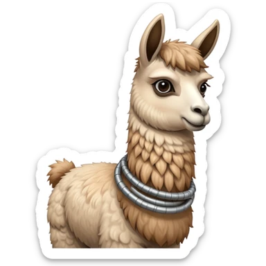 llama with a steel resilient coil around the neck sticker