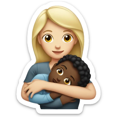 White woman holding black baby sticker