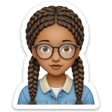black cute young adult girl with classes and braids sticker