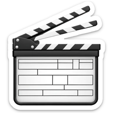 outline only movie clapper, black wireframe style, absolute minimal details, no fill sticker
