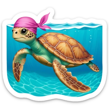 sea turtle wearing a pink pirate scarf sticker