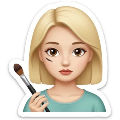 girl applying makeup sticker