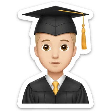 male student with graduation cap sticker