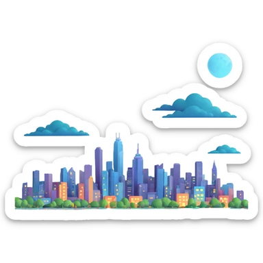 Make the bat signal more realistic with detailed lighting and realistic clouds. Include a city skyline and a night atmosphere. Keep the 3D Microsoft style. No background (transparent). sticker