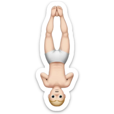 a white person with their body turned upside down on a black background sticker