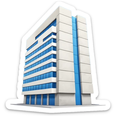 blue and white building from an up left angle sticker