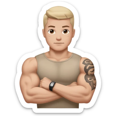 Flexing arm with no color tattoo sleeve sticker