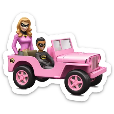 Batgirl 1942 Willy’s light pink army jeep hot wheels  sticker