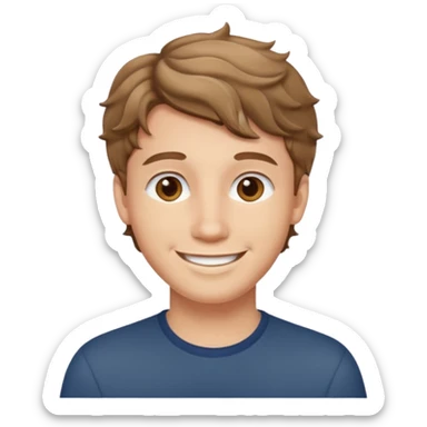 Rapaz jovem com cabelo castanho claro ondulado e curto sticker