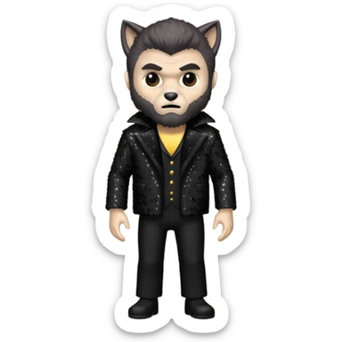 The Wolf Man from Universal Monsters with dark brown fur, black sequin outfit sticker