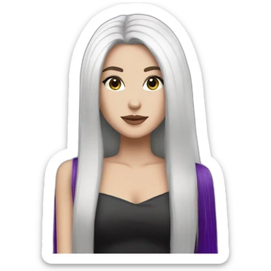 White girl with long straight black hair and purple streak hair Raven Queen sticker
