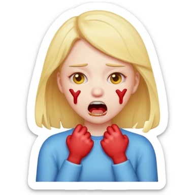Emoji girl violently choking herself out sticker